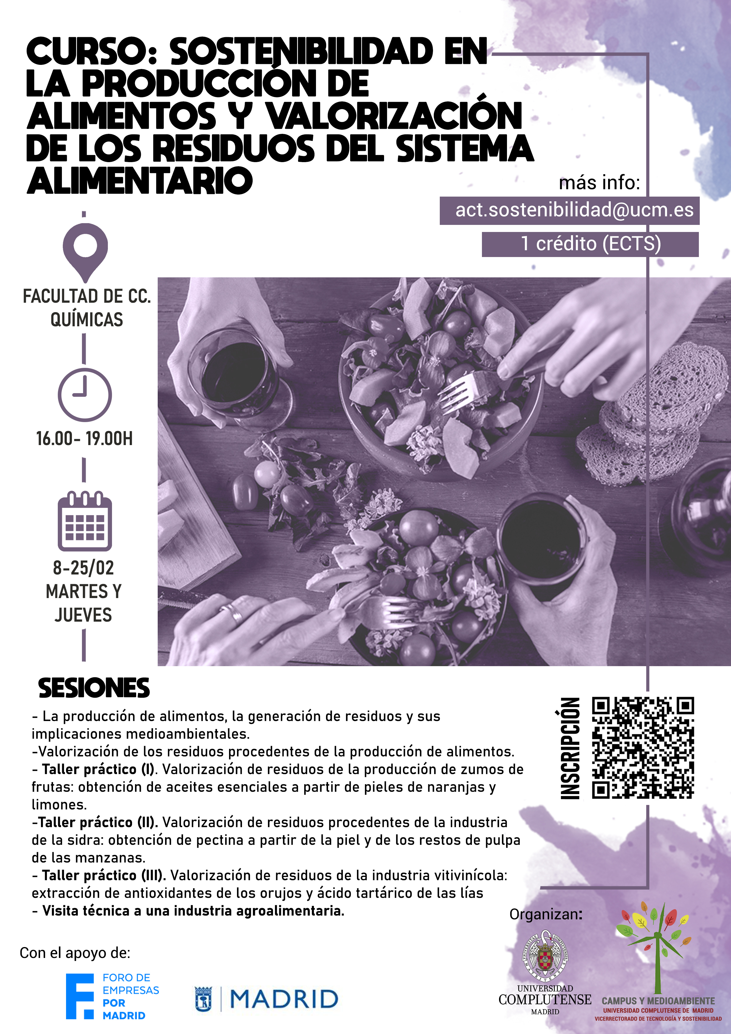 Nuevo Curso: Sostenibilidad en la producción de alimentos y valorización de los residuos del sector agroalimentario